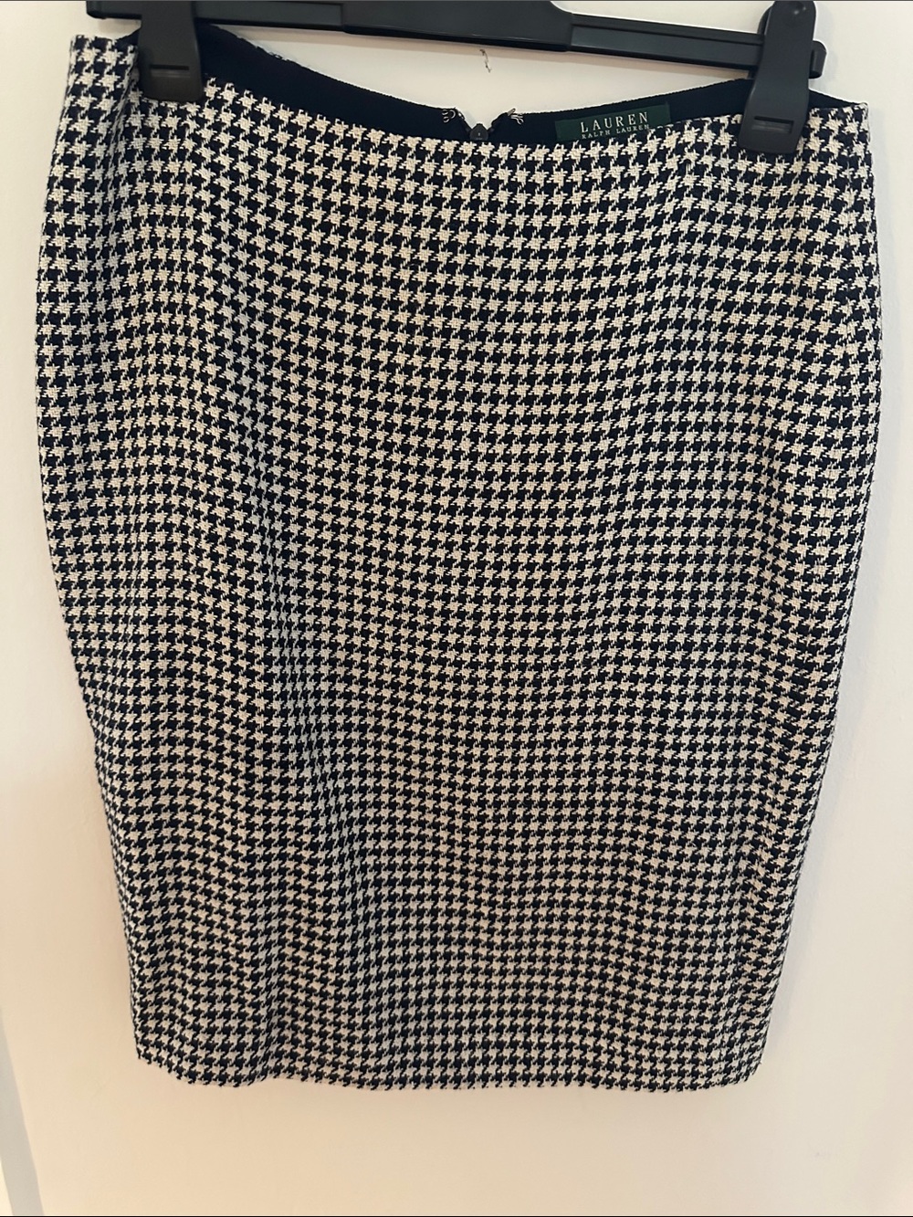 Lauren Ralph Lauren Black and White Houndstooth Pencil Skirt